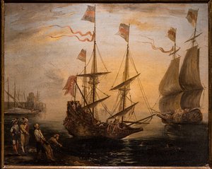 Marina og to sejlskibe af Giovanni Signorini