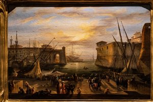 Marinaen i Livorno og Medici-fæstningen i baggrunden
