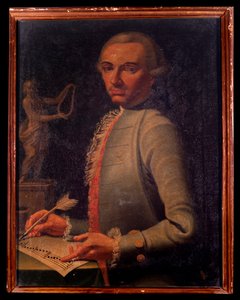 Portræt af den østrigske komponist og harpist Christian Joseph Lidarti (1730-1793) Maleri af Giovanni Stella. 1700-tallet. Bologna, Civic Museum Bibliografisk Museum af Giovanni Stella