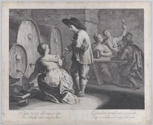 En barpige fylder krus..., 1760-70. af Giovanni Volpato