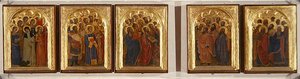 Predella, Polyptykon af hellige, jomfruer og martyrer (tempera på panel) af Giovanni da Milano
