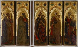 Hellige, jomfruer og martyrer, ca. 1350-60 (tempera på panel)