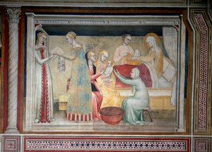 Jomfruens liv: Marias fødsel (Fresco