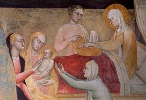 Jomfruens liv: Marias fødsel, detaljer (Fresco