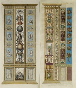 Arabesque dekorationer i Vatikanets loggia (farvet gravering) af Giovanni da Udine (after)