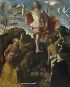 Kristi opstandelse, Sankt Hieronymus, Sankt Johannes Døberen og donorerne Ottaviano og Domitilla Vimercati ved bøn