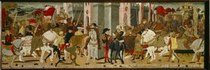 Panel of Cassone: Romulus og Tatius triumferende indtog i Rom