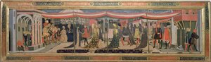 Frontal fra Adimari Cassone, der viser en bryllupsscene foran dåbskapellet, ca. 1450 (tempera på panel) (se også 62295, 123484-6)