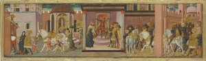 Historien om Trajan og enken, panel fra en kassone, ca. 1450