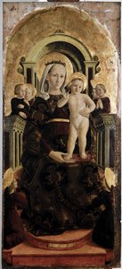 Jomfru og barn - olie på panel af Girolamo Giovanni