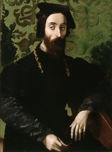 Portræt af en musiker, ca. 1540 (olie på panel) af Girolamo Mazzola (attr.) Bedoli