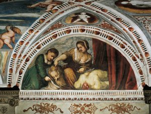 Historien om Judith og Holofernes, Detalje af fresker af Girolamo Romanino (ca 1484-efter 1559), bestilt af Bernardo Clesio