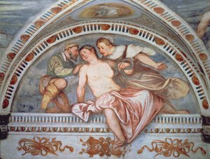 Kleopatras død, lunette, 1531-32 af Girolamo Romanino