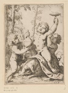 Bacchanal med tre unge af Girolamo Scarselli
