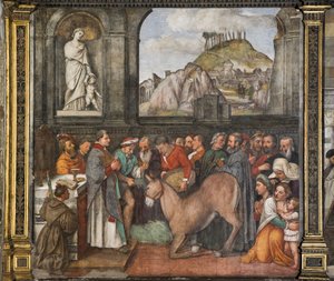 Muldyrets mirakel, den nordlige mur, den hellige skole, detalje fra 2195188 af Girolamo Tessari