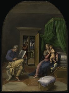 Sankt Lukas tegner jomfruen og Jesusbarnet, ca. 1535 (olie på panel) af Girolamo da Carpi