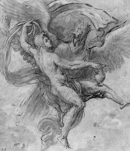 The Rape of Ganymede (kridt, pen & blæk og vask på papir)