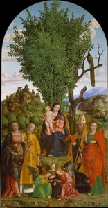 Madonna og barn med hellige, ca. 1520.