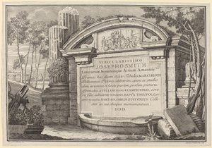 Klassiske ruiner i et landskab: frontispice af Giuliano Giampiccoli and Giovanni Battista Tiepolo