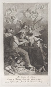 Kristus giver den hellige vært til den knælende Saint Catherine af Siena..., 1750-1812. af Giuliano Traballesi
