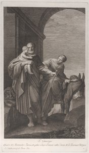 Saint Joseph bar Kristusbarnet på flugten til Egypten, 1760-1800. af Giuliano Traballesi