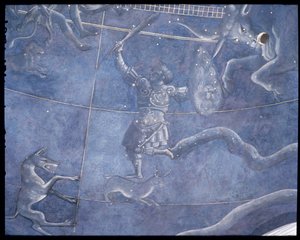 Solens vej gennem stjernerne natten til den 4. juli 1442, detalje af Orion og Tyren, fra loftet over alteret, ca. 1430 (detalje af 85088) af Giuliano dArrighi Pesello