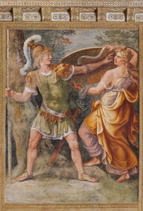 Thetis giver Achilles våben smedet af Hephaestus (Vulcan), Den trojanske hest, Chamber of Troy (Sala di Troia)