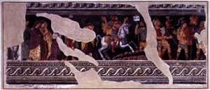 Fragment af en scene af en triumf (fresko) af Giulio (school of) Romano