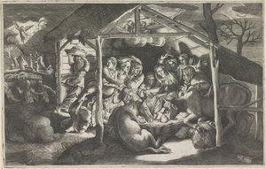 Tilbedelse af hyrderne af Giulio Bonasone