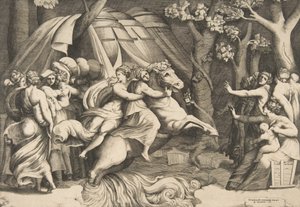 Cloelia på hesteryg krydser Tiberen, ca. 1540-60.