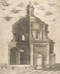 Udvendig og indvendig del af et tempel i Rom dedikeret til Neptun, 1541.
