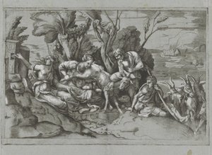 Jupiter diedes af geden Amalthea af Giulio Bonasone