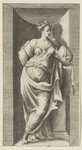 Muse Statuer i nicher (serietitel) af Giulio Bonasone
