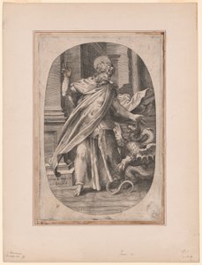 Saint Paul overvinder hugormen af Giulio Bonasone