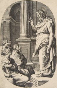 Saint Paul Preaching, en oval komposition, 1547. af Giulio Bonasone