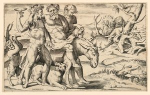 Silenus rider på en røv af Giulio Bonasone