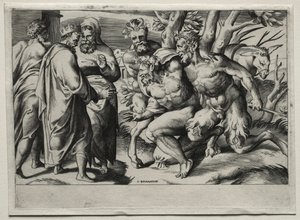 Silenus og Kong Midas af Giulio Bonasone