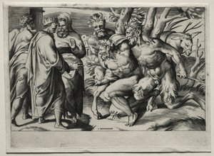 Silenus og kong Midas, midten af det 16. århundrede. af Giulio Bonasone
