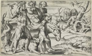 Silenus rider på et æsel af Giulio Bonasone