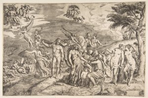 The Judgment of Paris, 1500-tallet. af Giulio Bonasone