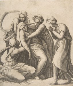 Jomfruen besvimer og bliver støttet i de hellige kvinders arme, 1531-76.