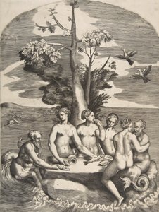 To havguder ledsaget af fire nymfer, 1531-76.