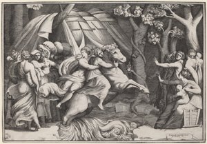 Clelia krydser Tiberen af Giulio Bonasone after Polidoro da Caravaggio