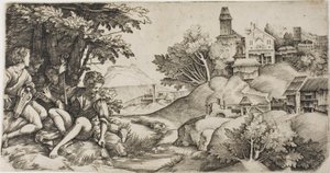 Hyrder i et landskab af Giulio Campagnola