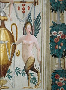 Grotesk dekoration med harpyfigurer af Giulio Carpioni