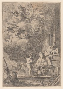 Den hellige familie med jomfruen, der holder Kristus over vuggen, 1640-60., 1640-60. af Giulio Carpioni