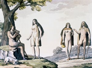Kostumer af gamle tyskere, gravering fra antikke og moderne kostumer af Giulio Ferrario (1767-1847)