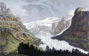 Glacier of Grindelwald i Schweiz - i "" Den antikke og moderne kostume"" af Ferrario, red. Milano
