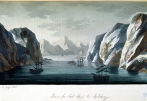Southern Bay i Spitzberg, Norge - i "" Det gamle og moderne kostume"" af Jules Ferrario, red. Milano af Giulio Ferrario