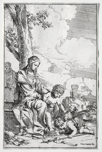 Hellig Familie med spædbarnet St. John af Giulio I Carpioni